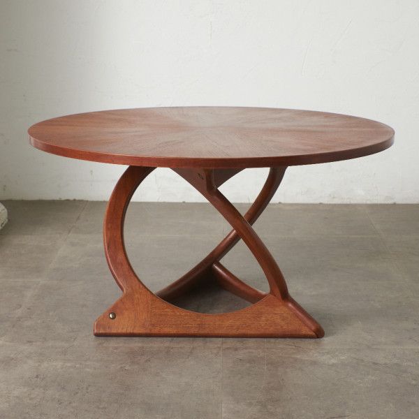 デンマーク Kubus ラウンド コーヒーテーブル Soren Georg Jensen 北欧 ヴィンテージ チーク 円形 ソーレン ジョージ ジェンセン IZ93015N