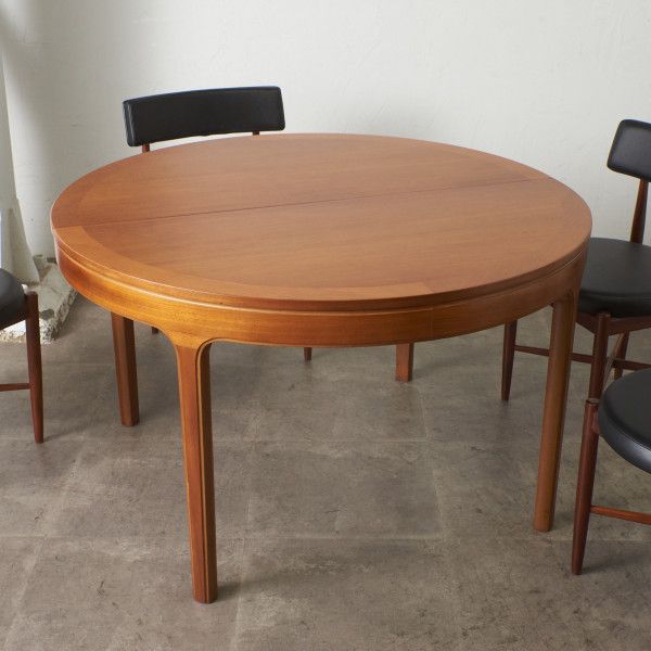 Nathan エクステンション ダイニングテーブル ラウンド チーク 英国 ヴィンテージ 伸長 拡張 北欧 スタイル イギリス ネイサン IZ93575F