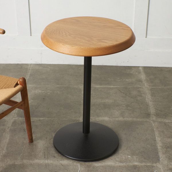 作家物 盛永省治 サイドテーブル 無垢材 オーク 鉄脚 カフェテーブル ラウンド シンプル 工房 ナチュラル クラフト 木工 作家 IZ95326F