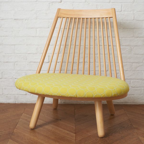 ミナペルホネン タンバリン 張替済 天童木工 スポークチェア 豊口克平 イージーチェア あぐら 椅子 北欧 ヴィンテージ スタイル IZ95956F