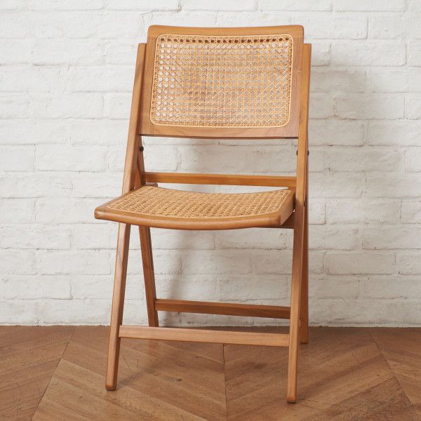 Indian Creek Fete Kyoto ラタン フォールディング チェア チーク 籐 折りたたみ式 椅子 ダイニングチェア モダン イス 籐編み IZ96147N