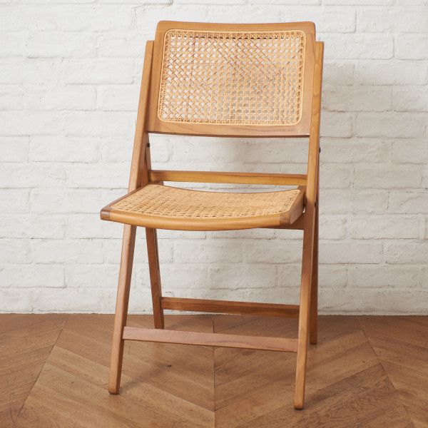 Indian Creek Fete Kyoto ラタン フォールディング チェア チーク 籐 折りたたみ式 椅子 ダイニングチェア モダン イス 籐編み IZ96148N
