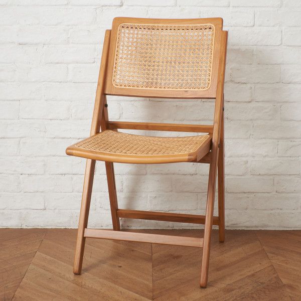 Indian Creek Fete Kyoto ラタン フォールディング チェア チーク 籐 折りたたみ式 椅子 ダイニングチェア モダン イス 籐編み IZ96151N