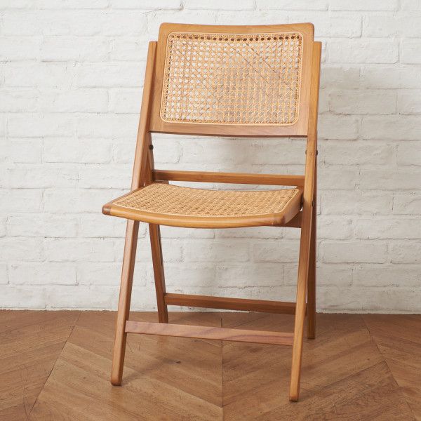 Indian Creek Fete Kyoto ラタン フォールディング チェア チーク 籐 折りたたみ式 椅子 ダイニングチェア モダン イス 籐編み IZ96152N