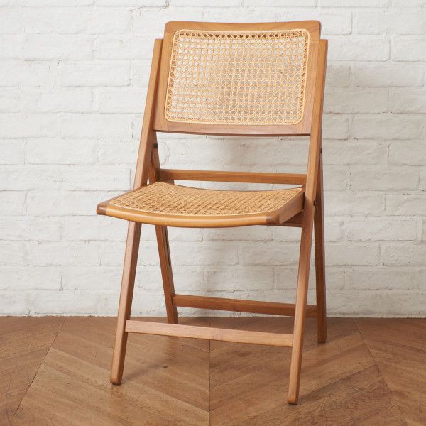 Indian Creek Fete Kyoto ラタン フォールディング チェア チーク 籐 折りたたみ式 椅子 ダイニングチェア モダン イス 籐編み IZ96155N