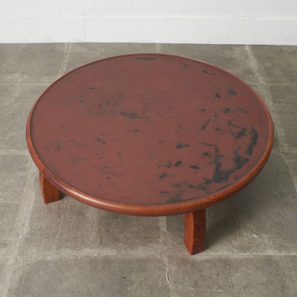 漆塗り 座卓 天然木 無垢材 卓袱台 ローテーブル センターテーブル 丸テーブル 和室 和家具 和モダン 民芸家具 伝統工芸 作家物 IZ96975N