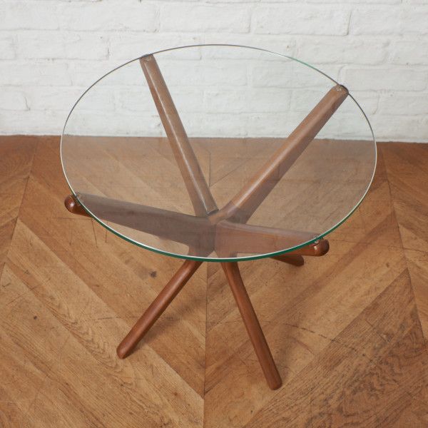 ACME Furniture トラッセル サイドテーブル ガラス 天板 タモ 木製 ローテーブル アクメファニチャー TRESTLES ヴィンテージ IZ97021N