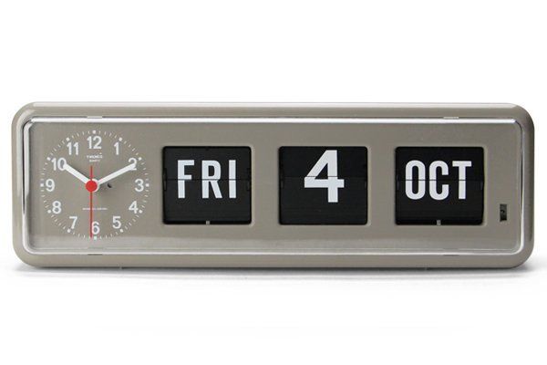 IZ46541S★Twemco Calendar Clock BQ-38 “Gray” グレー カレンダー クロック 置き時計 インダストリアル アラーム 目覚まし時計