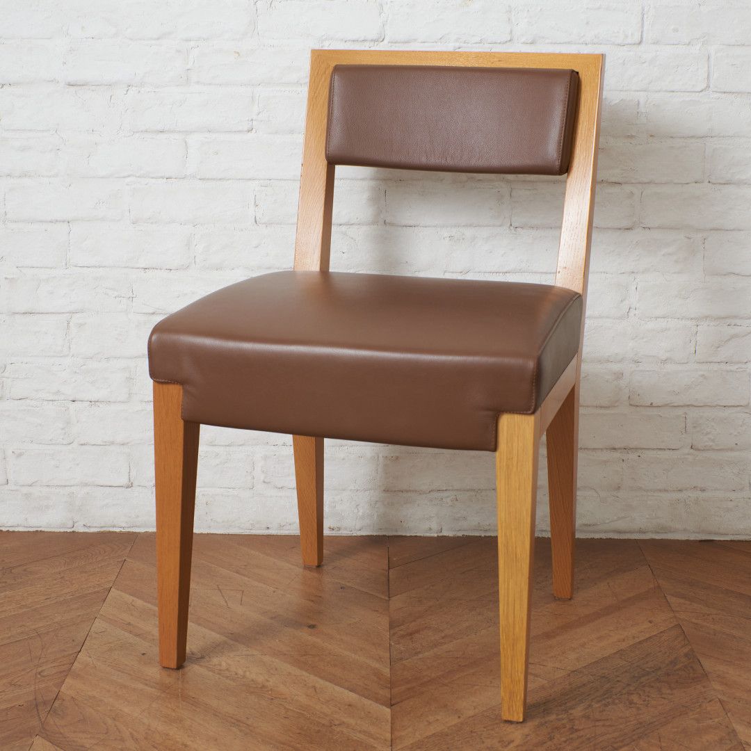 MOROSO CARTIER ダイニングチェア 本革 アームレス チェア ビーチ 食卓 イス 椅子 木製 サイドチェア モローゾ イタリア モダン 94723