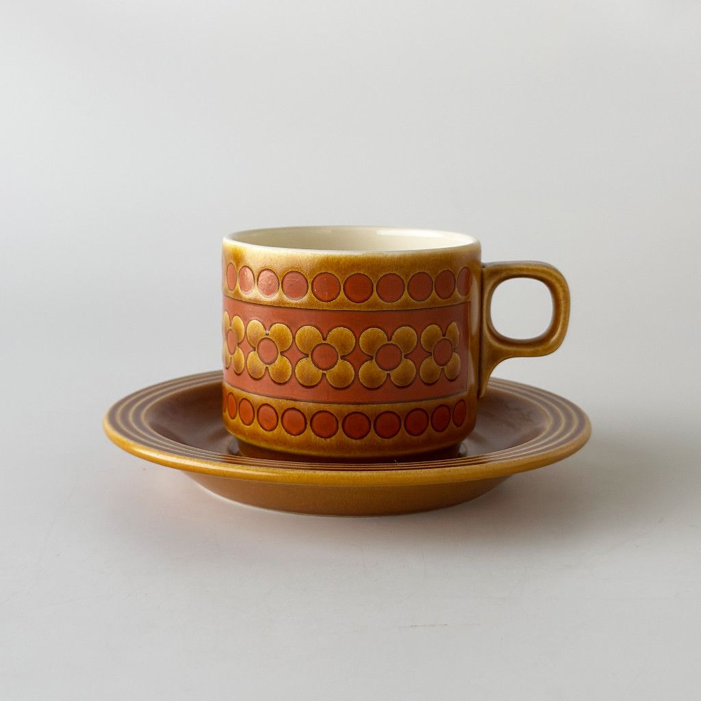Rakuten - HORNSEA サフラン カップ&ソーサー 英国 ヴィンテージ ホーンジー サフロン Saffron イギリス ビンテージ 食器 花柄 ブラウン 100764
