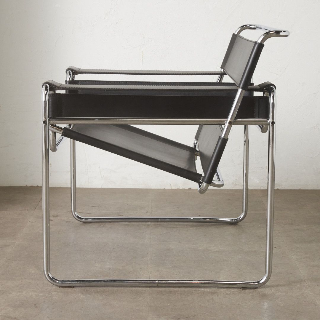 レア GAVINA ワシリー チェア 本革 サイン有 Marcel Breuer ラウンジチェア 椅子 ソファ ヴィンテージ モダン ガヴィーナ 名作 101003 [3]