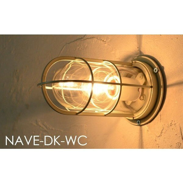 NAVE-DK-WC デッキライト ホワイト クリア ガラス 防雨型 玄関ライト ウォールランプ 壁掛け灯 レトロ 間接照明 LED対応 工業系 46326
