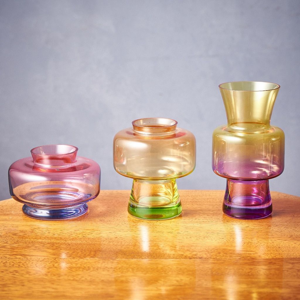 Rakuten - グラデーション ガラス フラワーベース 3点セット 一輪挿し 花瓶 花器 インテリア ドライフラワー おしゃれ ギフト プレゼント 60141