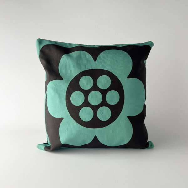 Hornsea クッション Repeat Flower ティール ブルー イギリス 輸入 雑貨 ミッドセンチュリー ホーンジー 花柄 レトロ おしゃれ 80934