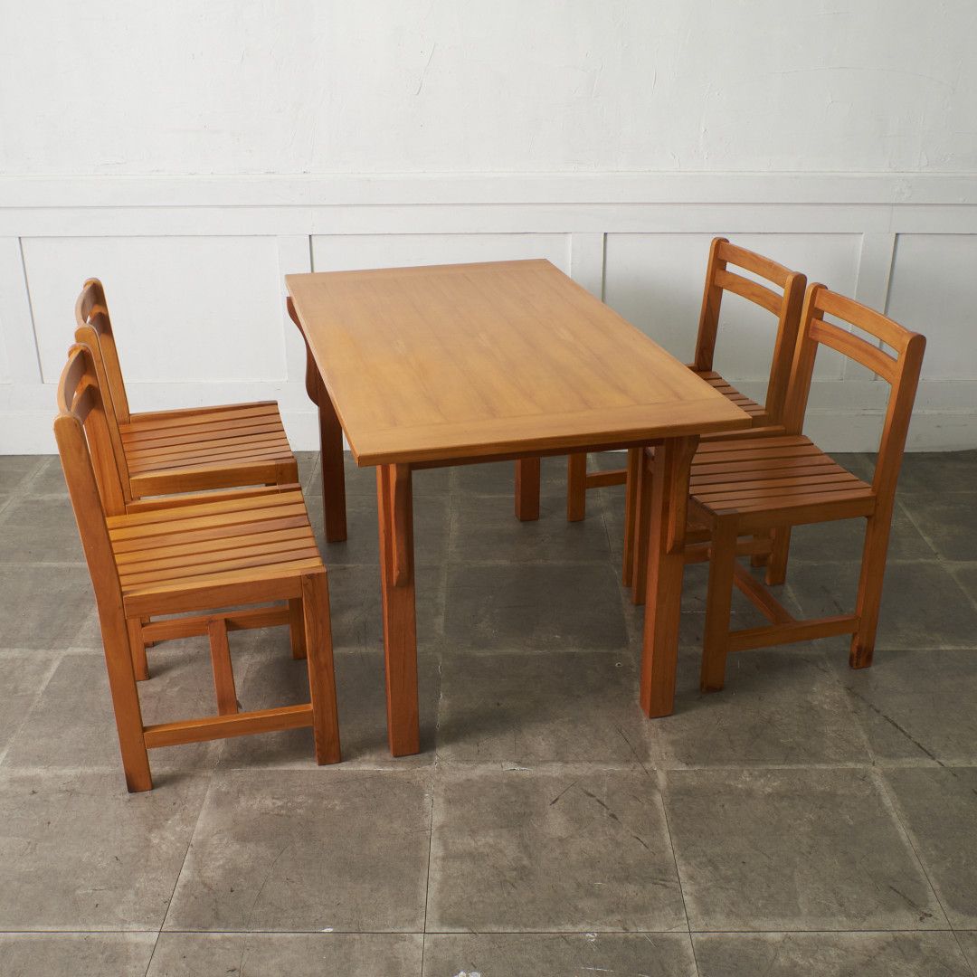 5点セット SCANTEAK チーク材 ダイニングテーブル ダイニングチェア 食卓 テーブル 机 椅子 イス 木製 無垢材 スキャンティーク 95342