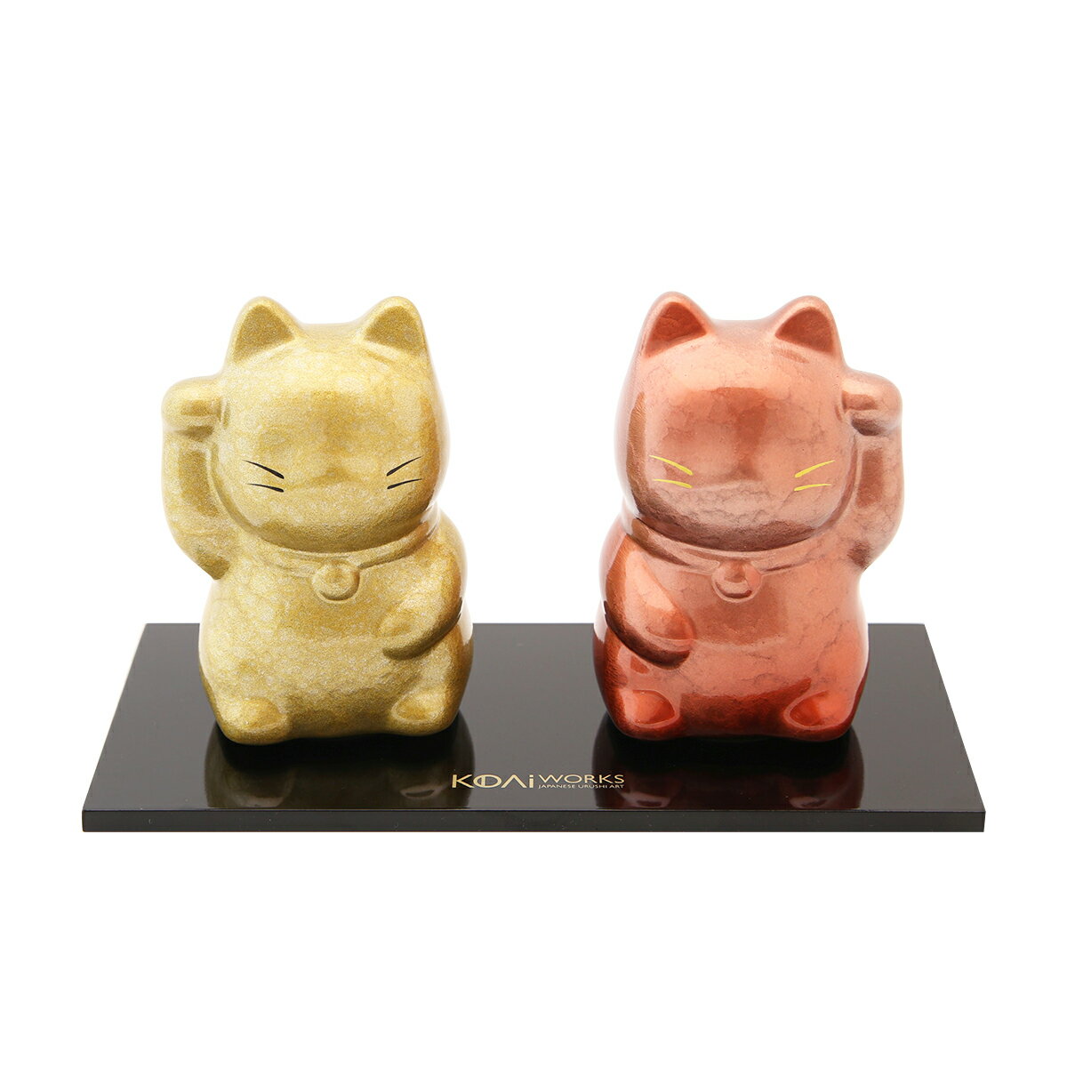 Rakuten - 【ブランド公式】 置物 招き猫 セット 漆塗り 蒸雲塗り 金 （きん） 淡赤 （たんせき） 越前漆塗り 右手 左手 ペア 両手 金色 赤色 招き猫陶器 KODAI WORKS 古代ワークス プレゼント ギフト おしゃれ かわいい 開店祝い 開業祝い 新築祝い 玄関 国産 日本