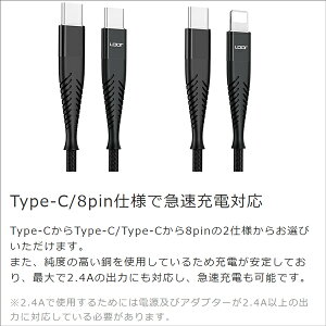 LOOF PD急速充電対応 USB C Type C to Type C ケーブル 充電ケーブル 急速充電 Type-C to 8Pin iPhone ケーブル スマホケーブル アイフォンケーブル タブレッドケーブル タイプCケーブル アイパッドケーブル スマホ アンドロイド ナイロン 丈夫 頑丈 長持ち