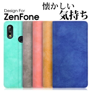 LOOF Vintage ZenFone Max Pro M2 ケース 手帳型 ZenFone5 手帳型ケース L1 手帳型カバーZB631KL ZB634KL ZB633KL ZB602KL ZA550KL ZB555KL ZC600KL ZS620KL ZE620KL ZB570TL ZC520KL ASUS ゼンフォン スマホケース カバー 左利き カードポケット スタンド シンプル