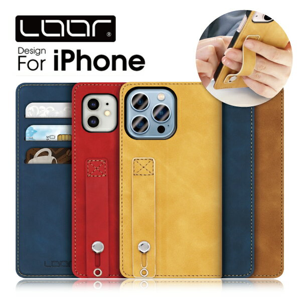 LOOF HOLD-LITE iPhone15 15Pro iPhone14 Pro Max Plus ケース iPhone13 iPhone12 iPhone11 Pro Max ケース カバー iPhone X XS Max XR 8 7 6 6s Plus iPhone 14 13 12 11 Pro Max ケース カバー 手帳型 スマホケース カード収納 マグネットなし ベルト付き 落下防止のサムネイル