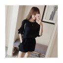 セットアップ ショートパンツ レディース 2019 夏 夏物 サマー 五分袖 ミニ丈 ブラック 無地 S/M/L/XL/XXL/XXXL/XXXXL 大きいサイ...