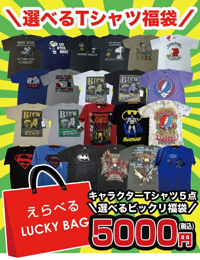 キャラクターTシャツ福袋【ディズニー/アメコミ/スヌーピー/デッドマウス/ミッキー/バットマン/スーパーマン/ピーナッツ/ムービー/ティーシャツ】