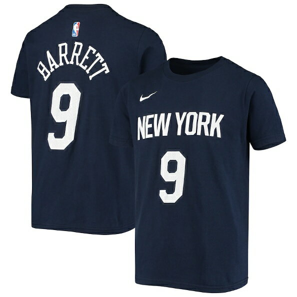 R・J・バレット ニューヨークニックス Nike ユース ネーム&ナンバー パフォーマンス Tシャツ - ネイビー