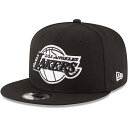 ロサンゼルス・レイカーズ ニューエラ（New Era） ブラック & ホワイト ロゴ 9FIFTY 調節可能 スナップバック ハット - ブラック