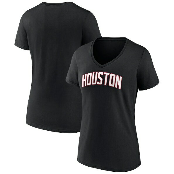 ヒューストンロケッツ ファナティクス ブランド レディース ワードマーク Vネック Tシャツ - ブラックは、NBA公式グッズです。