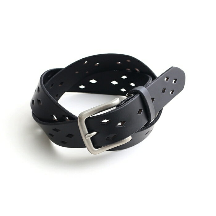 ホークカンパニー ベルト Hawk Company 本革 レザー ベルト ダイア 菱形 パンチング 透かし模様 メンズ レディース ブランド カジュアル アメカジ トラッド ナチュラル 綺麗め ルード ミリタリー ヴィンテージ おしゃれ ギフト ブラック 黒 ブラウン チョコ 茶色 (12-348)