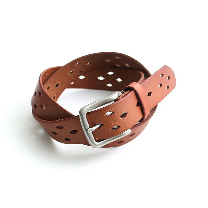 ホークカンパニー ベルト Hawk Company 本革 レザー ベルト ダイア 菱形 パンチング 透かし模様 メンズ レディース ブランド カジュアル アメカジ トラッド ナチュラル 綺麗め ルード ミリタリー ヴィンテージ おしゃれ ギフト ブラック 黒 ブラウン チョコ 茶色 (12-348)