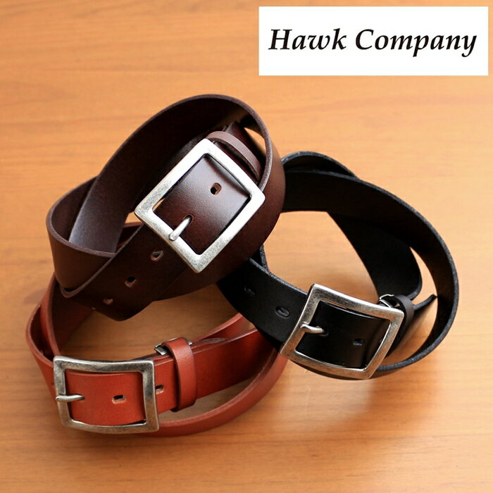 ホークカンパニー ホークカンパニー ベルト Hawk Company 本革 レザー ベルト スクエア 四角い バックル メンズ レディース ブランド ビジネス カジュアル アメカジ トラッド ナチュラル 綺麗め ルード ヴィンテージ シンプル おしゃれ ギフト ブラック 黒 ブラウン チョコ 茶色 (12-352)