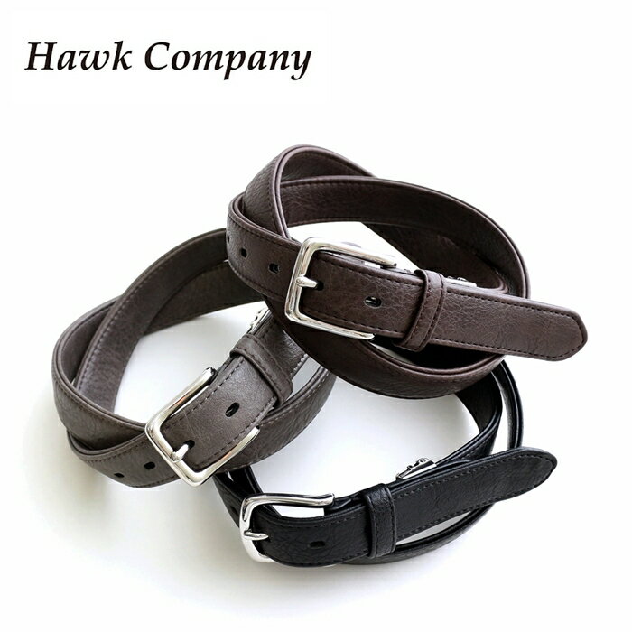 Hawk Company ホークカンパニー リラックス ストレッチ PUレザー ベルト メンズ レディース ブランド レザーベルト フェイクレザー 合成皮革 3cm幅 カジュアル アメカジ トラッド ナチュラル 綺麗め ビジネス フォーマル シンプル おしゃれ ブラック チョコ グレー (12-370)