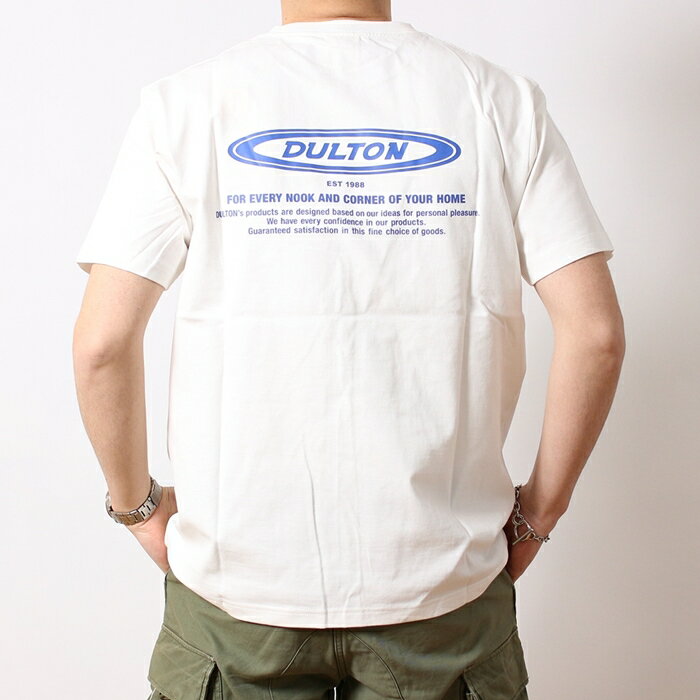 DULTON ダルトン Tシャツ 半袖 プリントTシャツ 厚手 ポケットTシャツ 胸ポケット付き バックプリント ブランドロゴ オーバルロゴ デザイン おしゃれ メンズ レディース 雑貨 ブランド カジュアル アメカジ ワーク ヴィンテージ 春 夏 ブラック 黒 ホワイト 白 (18-t220474)