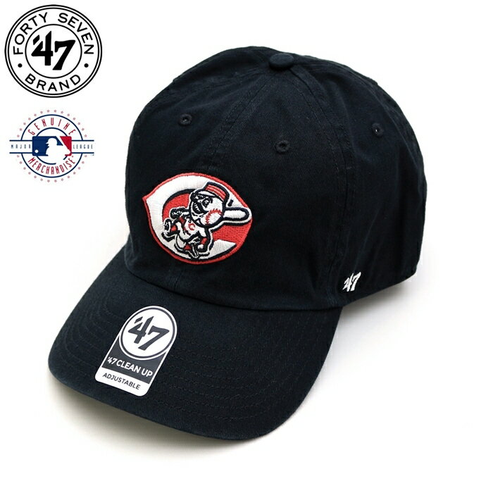 '47 キャップ CLEAN UP 47 クリーンナップ Cincinnati Reds シンシナティ レッズ 帽子 ベースボールキャップ ブランド ローキャップ ブラック 黒 メンズ レディース MLB 公式 メジャーリーグ 刺繍 コットンツイル 浅め ウォッシュド加工 フォーティーセブン (94-rgw07gws)