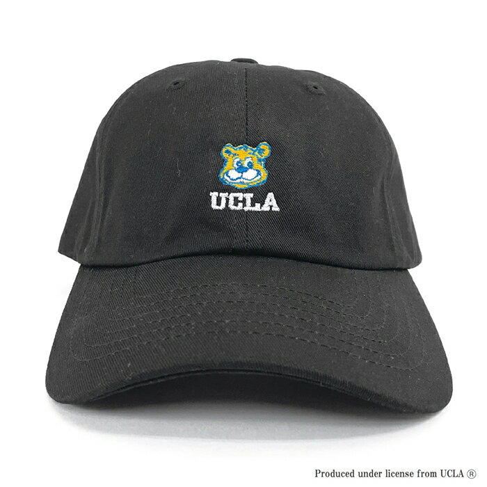 UCLA ユーシーエルエー 帽子 ローキャップ メンズ レディース ユニセックス ブランド キャップ アメリカン カレッジ ロゴ 刺繍 コットン ツイル くま クマ キャラクター マスコット 刺繍 ワンポイント オフィシャル 公式 ライセンス サイズ調節可 フリーサイズ (07-ucag084)