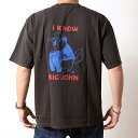BIG JOHN ビッグジョン Tシャツ メンズ レディース ブランド 春夏 日本製 丸胴 半袖 バックプリント ビーバー キャラクター デザイン ウォッシュ加工 おしゃれ カジュアル アメカジ ストリート ナチュラル ヴィンテージ ブラック 黒 ホワイト 白 Mサイズ Lサイズ (91-mte001)(4)