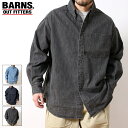 BARNS OUTFITTERS バーンズアウトフィッターズ ビッグ デニム シャツ メンズ BDシャツ ブランド デニムシャツ ボタンダウンシャツ ワイドシルエット 長袖シャツ ゆったりめ おしゃれ トレンド 90年代 Mサイズ Lサイズ ライトインディゴ インディゴ チャコール (27-br25126)