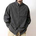 バーンズ シャツ BARNS OUTFITTERS バーンズアウトフィッターズ ビッグデニムB.D.シャツ メンズ ブランド デニムシャツ ボタンダウンシャツ ワイドシルエット BDシャツ 長袖 おしゃれ トレンド 90年代 Mサイズ Lサイズ ライトインディゴ インディゴ チャコール (27-br25126)(4)