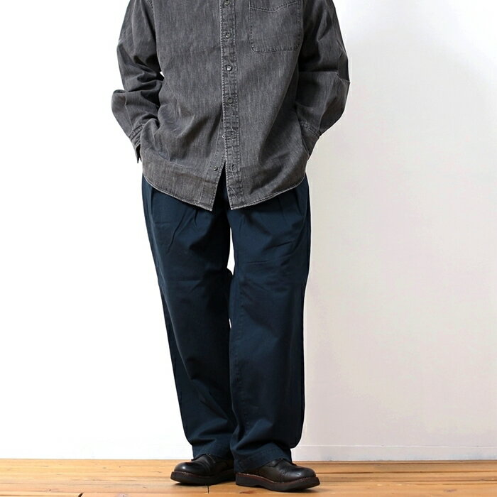 バーンズ タックパンツ BARNS OUTFITTERS バーンズアウトフィッターズ コットンツイル2タックトラウザーパンツ BR-25127 メンズ ブランド チノパンツ トラウザース ロングパンツ ワイドパンツ 綿100% ボトムス ズボン アメカジ トラッド レトロ ビンテージ (27-br25127)