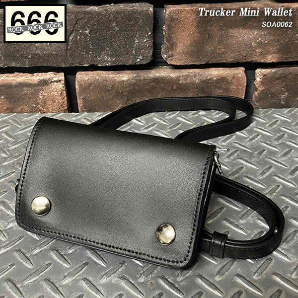 666/ȥץ륷å/TruckerMiniWallet/ȥåߥ˥å/BLACKLEATHER/SOA0062