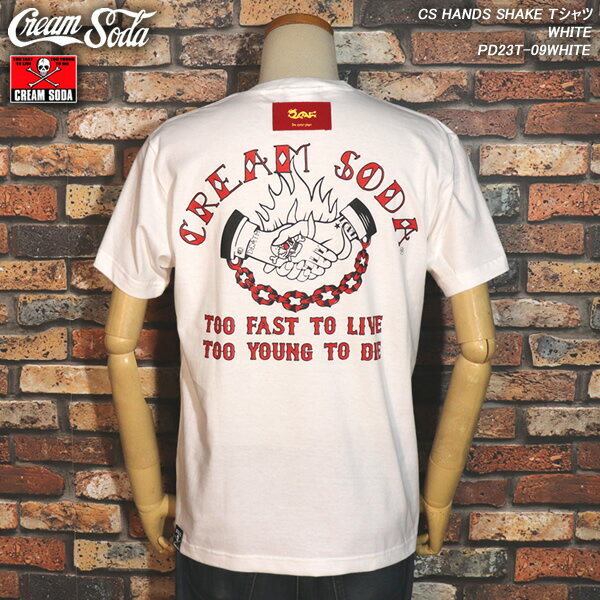 CREAM SODAクリームソーダCS HANDS SHAKE Tシャツ ハンドシェイクTシャツ WHITE PD23T-09WHITE