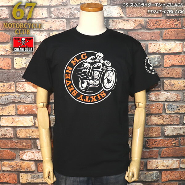 67MOTORCYCLECLUB/67⡼륯/CREAMSODA/꡼ॽ/CS饤T/BLACK/PD24T-07BLACK