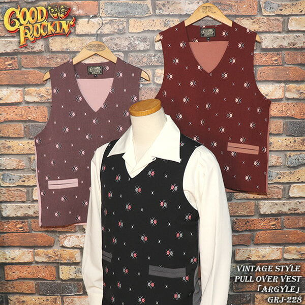 GOODROCKIN/åɥå/VintagestylePULLOVERVEST/Argyle/ơץ륪С٥/֥/GRJ-228