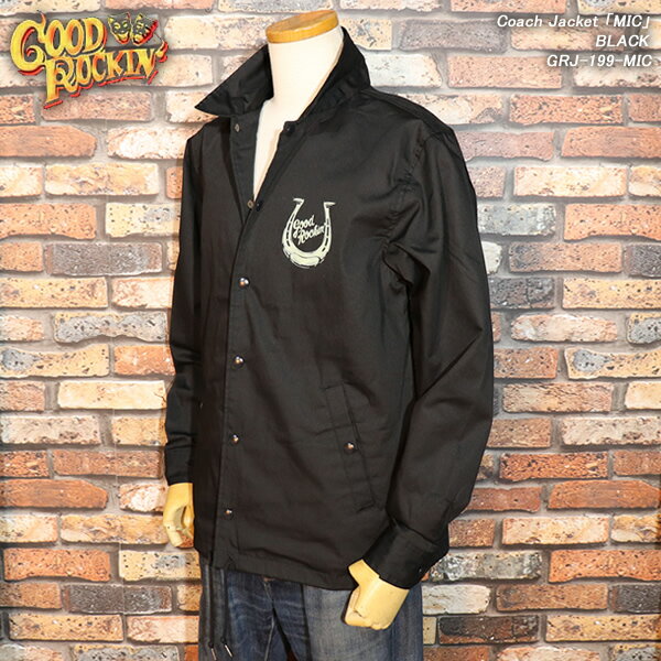 GOOD ROCKIN' グッドロッキン Coach Jacket コーチジャケット 「MIC」BLACK GRJ-199-MIC