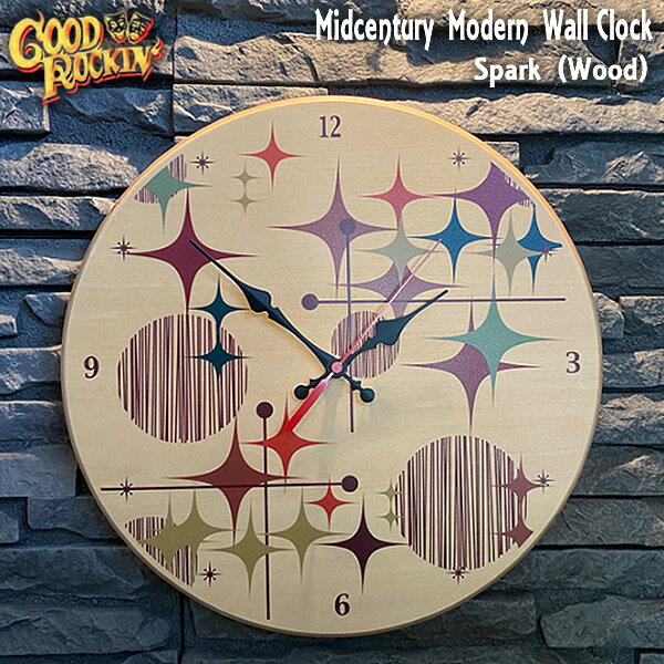 GOOD ROCKIN グッドロッキンMidcentury Modern Wall ClockミッドセンチュリーモダーンウォールクロックSPARKスパークウッドmid_century_wall_clock_spark