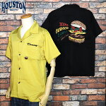 HOUSTON/ヒューストン/ハンバーガー柄刺繍ボーリングシャツ