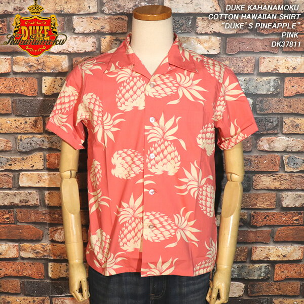 DUKEKAHANAMOKU/ǥ塼ϥʥ⥯/SUNSURF󥵡/COTTONHAWAIIANSHIRT/åȥϥ磻󥷥/DUKESPINEAPPLE/ǥ塼ѥʥåץ/PINK/DK37811/Υ󥿡ץ饤