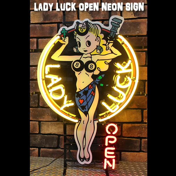 ◆LADY LUCK OPEN NEON SIGN◆◆レディーラック・オープン・ネオンサイン◆