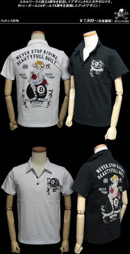 SKULL WORKSスカルワークス◆SW　8thアニバーサリーポロシャツ◆◆WHITE/BLACK◆111739