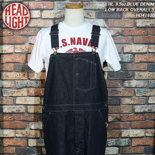 HEAD LIGHTヘッドライト◆HL 9.5oz.BLUE DENIM　LOW BACK OVERALLS◆(デニムオーバーオール)HD41930